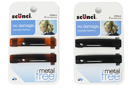 Scunci Metal Free No Damage Barrettes, 2 pcs Brown/Black - Click Image to Close
